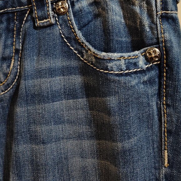 Miss Me Cowhide Fuzzy Flap Back Pockets Bootcut Style JW4292B6 Size 26 - Picture 4 of 9